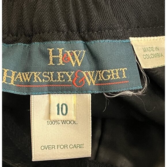 Hawksley & Wight Black Wool Skirt Sz 10 Fully Lined 100% Wool Back Slit Mature - Picture 6 of 11